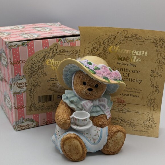 Chapeau Noelle by Lucy Rigg Linda Bear Tea Set Figurine 1993, Limited Edition - Picture 2 of 10